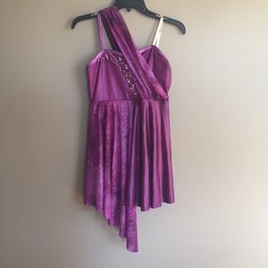 Curtain call magenta/purple flowy sparkle dress